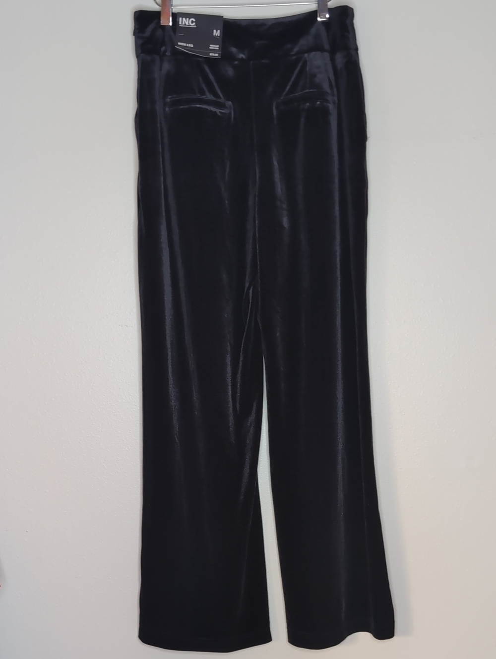 INC International Concepts Black Velvet Wide Leg Trousers